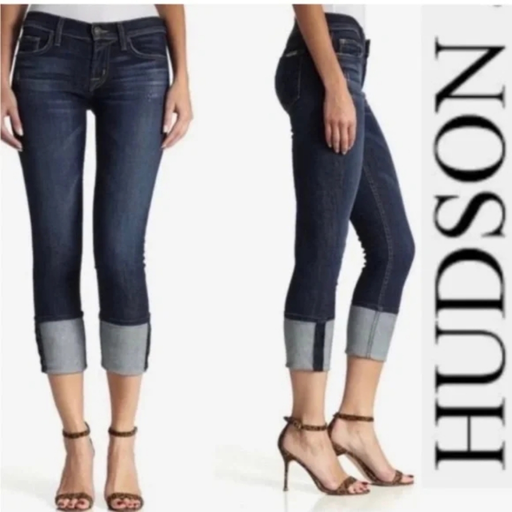 Hudson " Muse " Crop Dark Wash Deep Cuff Skinny Jeans